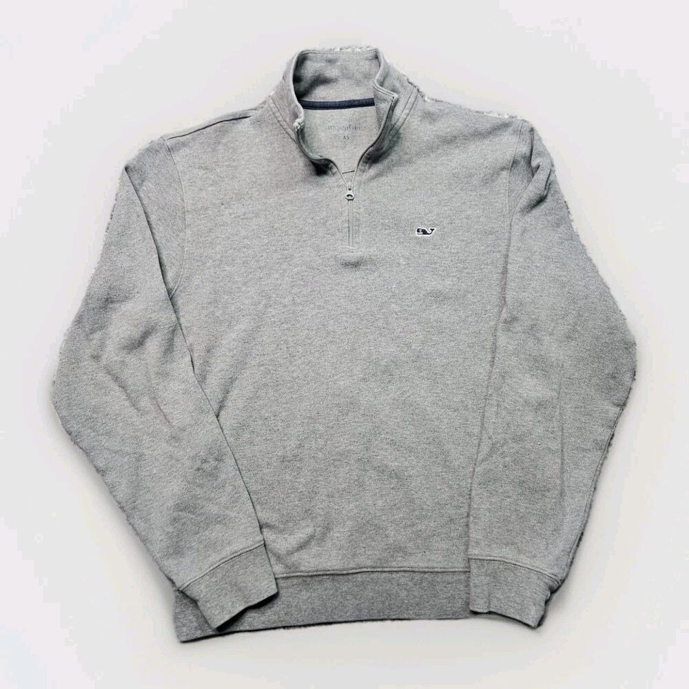 Vineyard Vines Sweatshirt Men's XS Gray Pima Cotton 1/4 Zip Mock Neck Pullover